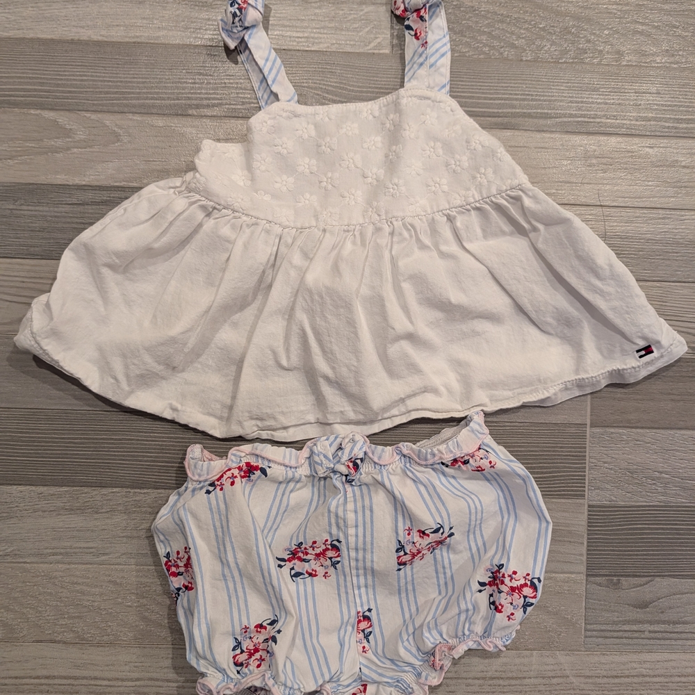 Tommy Hilfiger White and Blue Diaper Cover Set